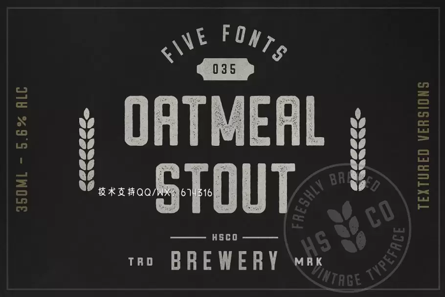 经典粗壮字体 Oatmeal Stout – 5 Styles插图