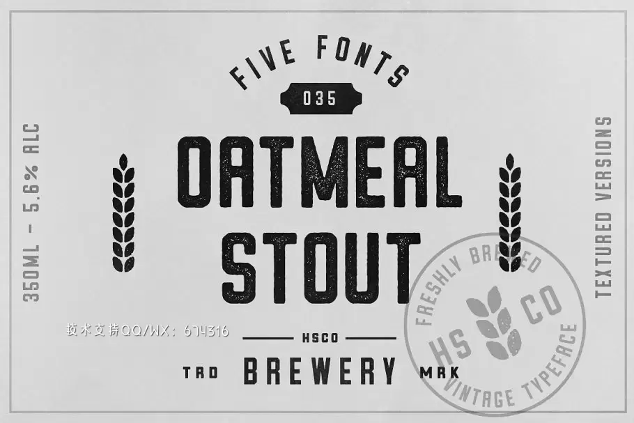 经典粗壮字体 Oatmeal Stout – 5 Styles插图1