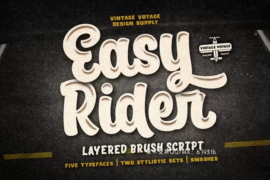 轻松趣味字体 Easy Rider • Layered Brush Script免费下载