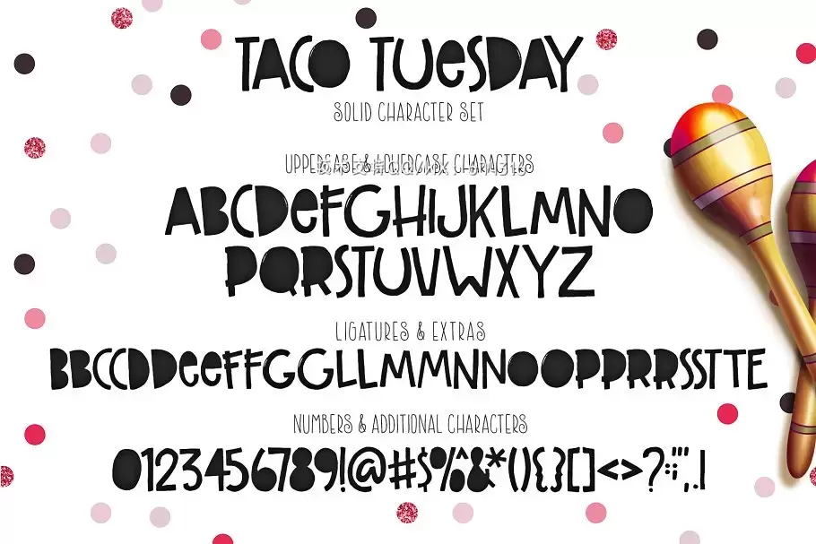 可爱的趣味字体 Taco Tuesday Typeface插图3