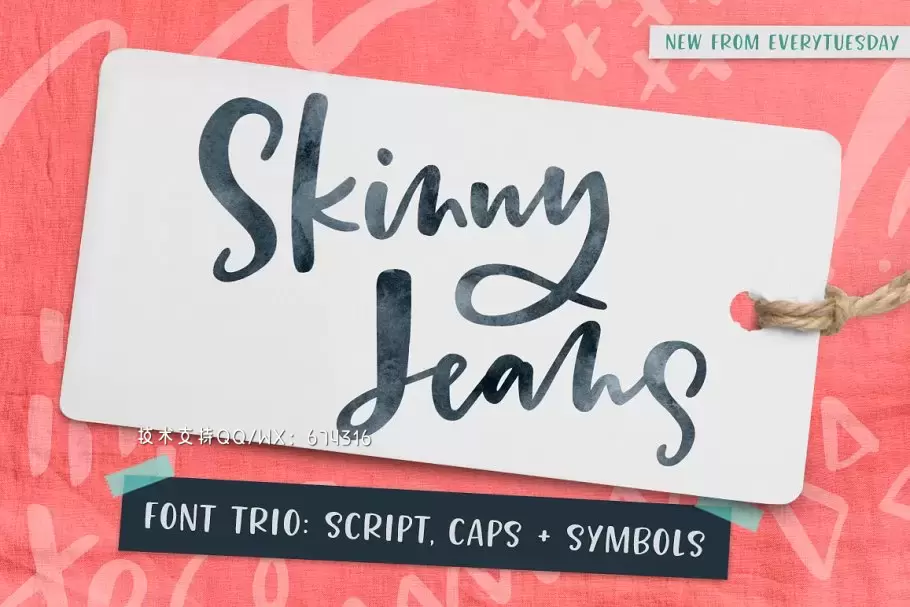 手写个性字体 Skinny Jeans: A Font Trio免费下载