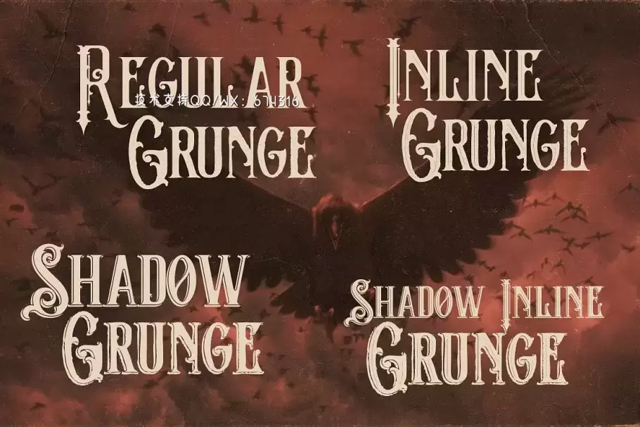复古小说字体 The Crow – 8 Vintage Style Fonts插图1