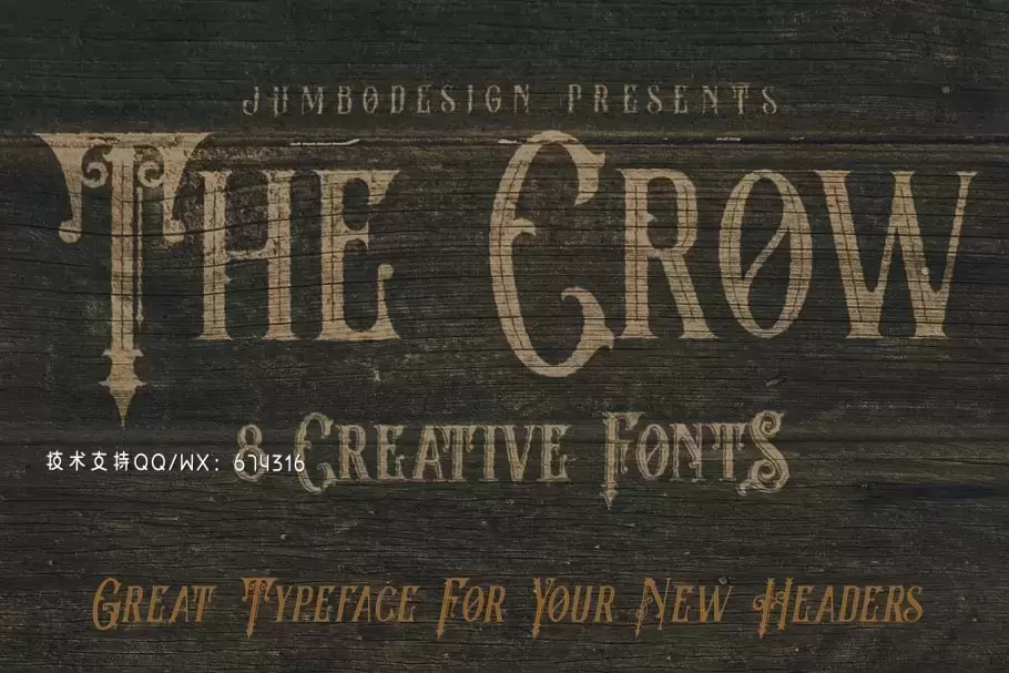 复古小说字体 The Crow – 8 Vintage Style Fonts插图3