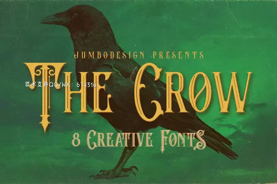 复古小说字体 The Crow – 8 Vintage Style Fonts插图