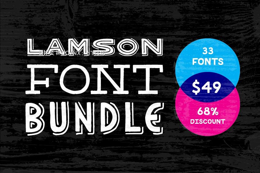 复古个性设计字体 Lamson 33 Font Bundle (68% Off)插图