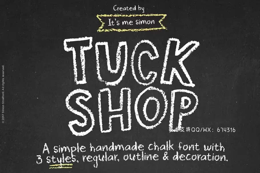 手绘粉笔字体 Chalk font Tuck Shop handmade type免费下载