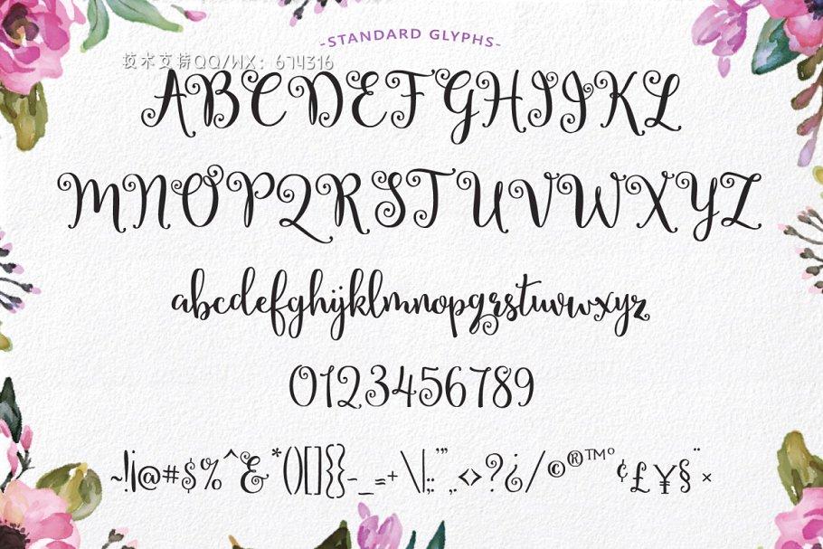 草书设计字体 Lettres Douces Hand-Lettered Script插图4