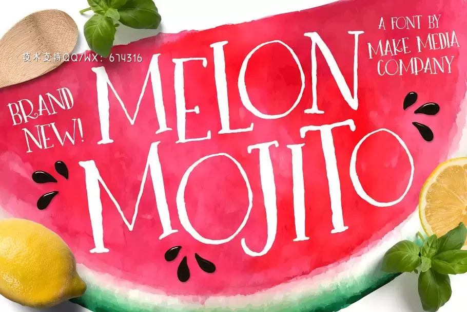 趣味设计字体 Melon Mojito Font + Vectors免费下载