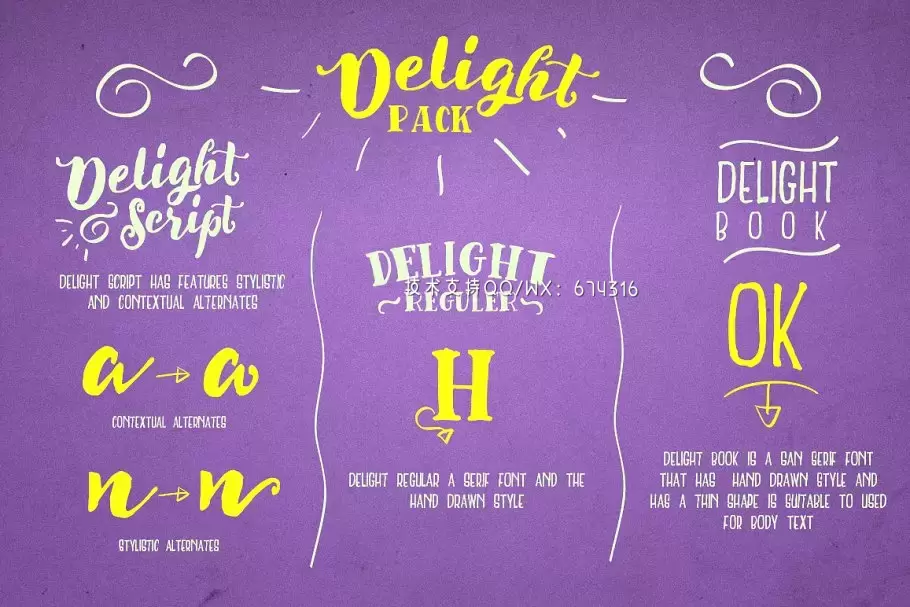 手写设计字体 Delight Font Pack & Extra插图1