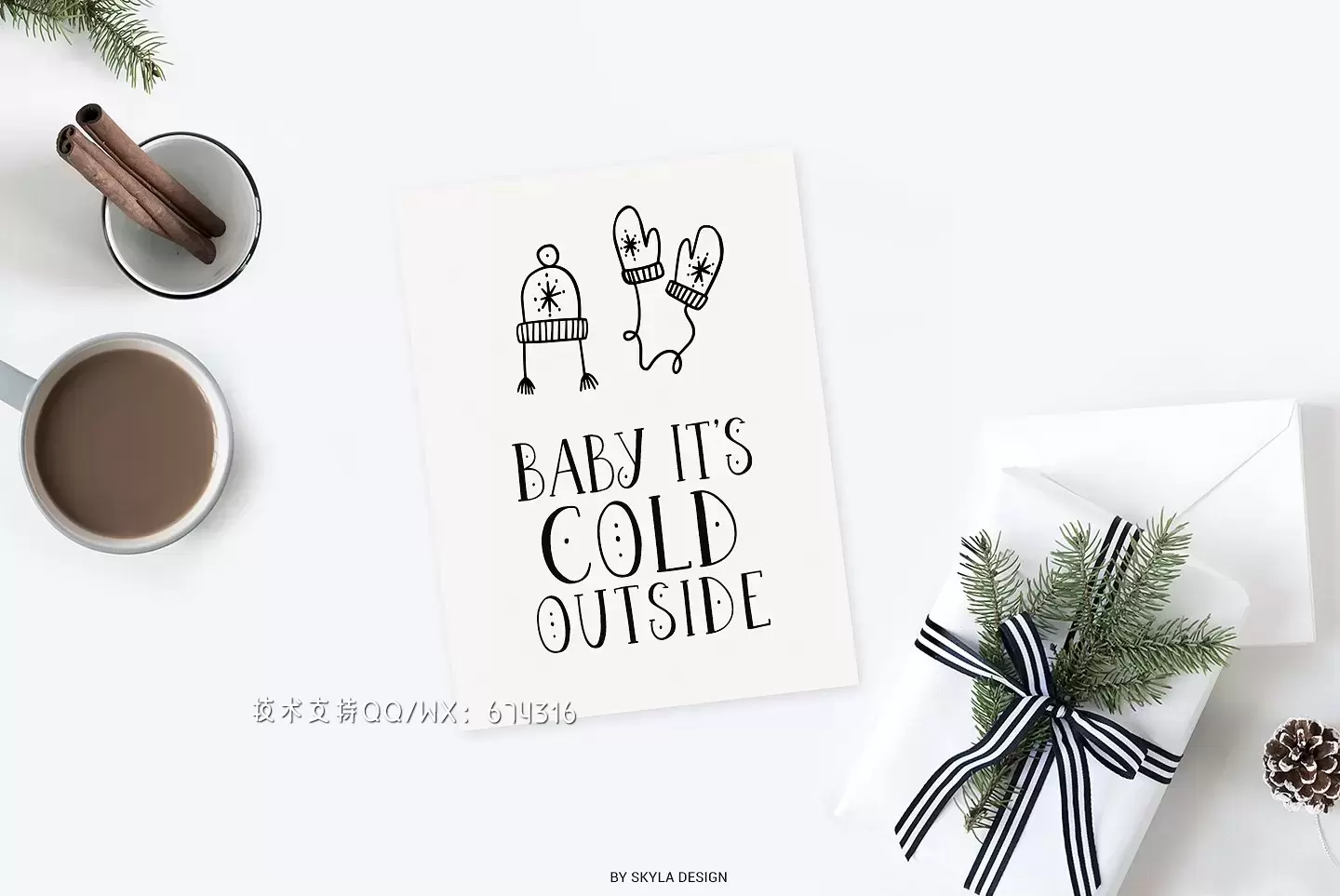 圣诞节元素字体 Joyeux Christmas font & clipart插图5