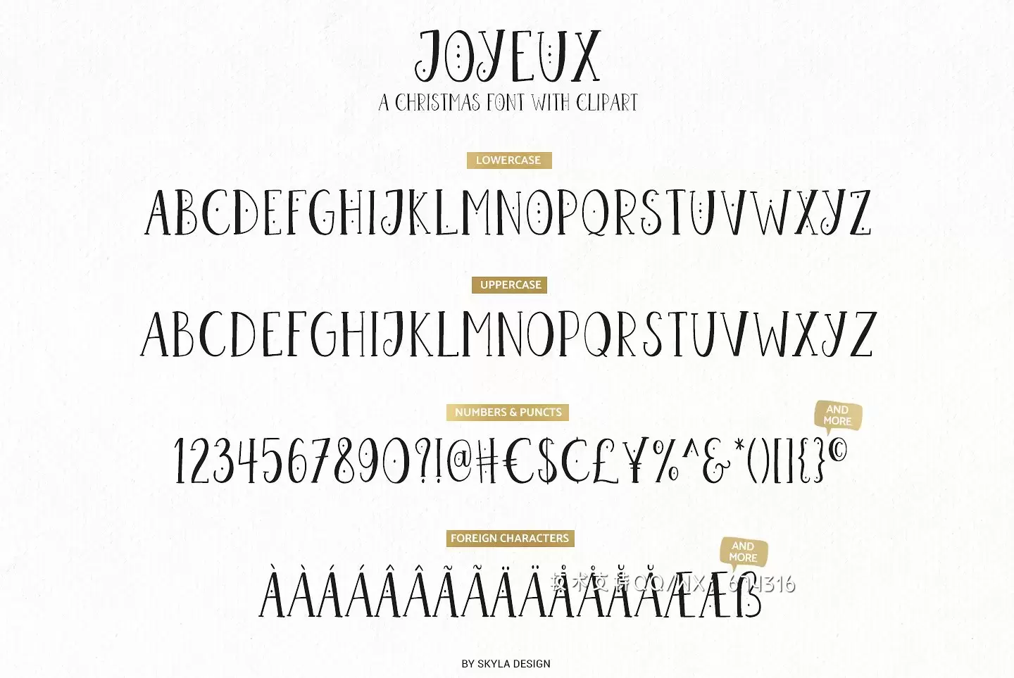 圣诞节元素字体 Joyeux Christmas font & clipart插图7