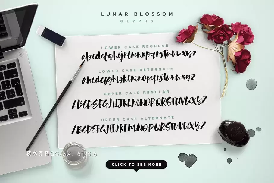 手写笔刷设计字体 Lunar Blossom插图7