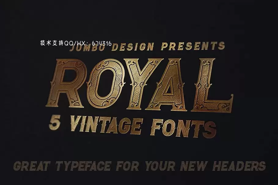 复古奢华设计字体 Royal – 5 Vintage Style Fonts插图3