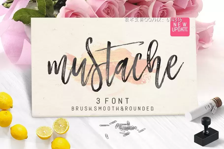 手写艺术设计字体 Mustache Script – 3 font + Swash免费下载