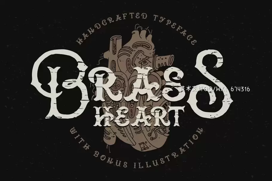 经典个性字体 Vintage typeface "Brass heart"免费下载
