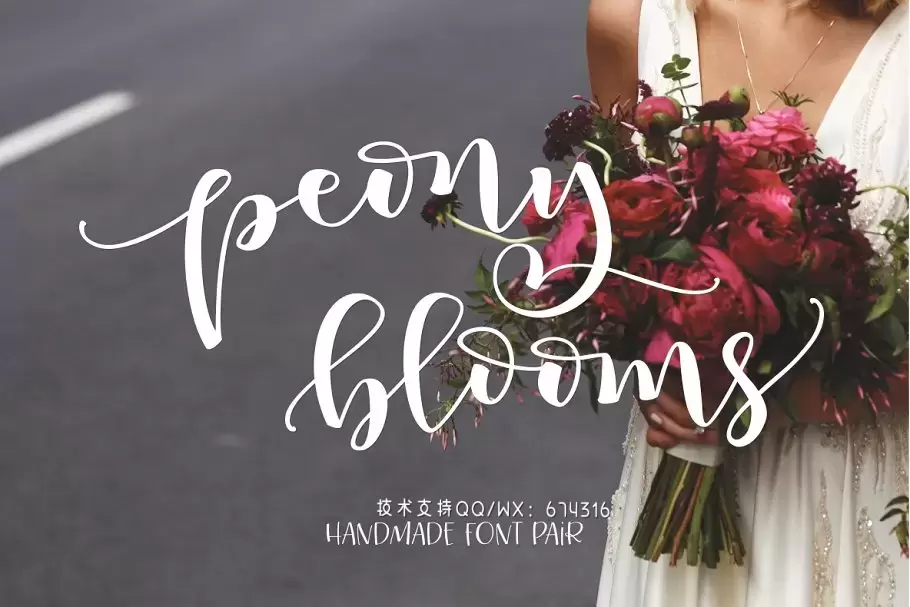 手写个性字体 Peony Blooms Font Duo插图