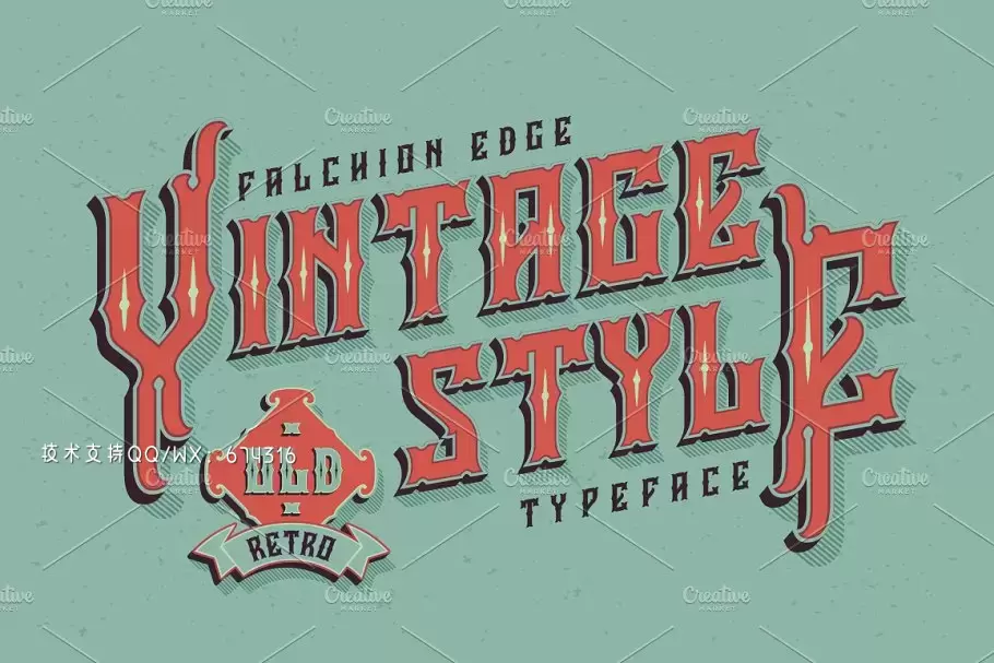 复古设计字体 Layered typeface "Falchion Edge"插图3