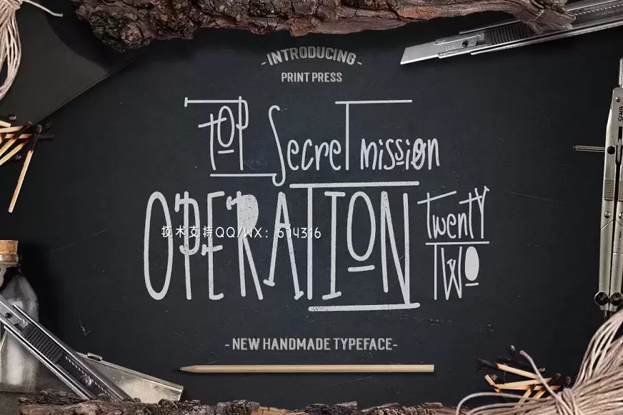 手写设计字体 Operation 22 Typeface Font插图