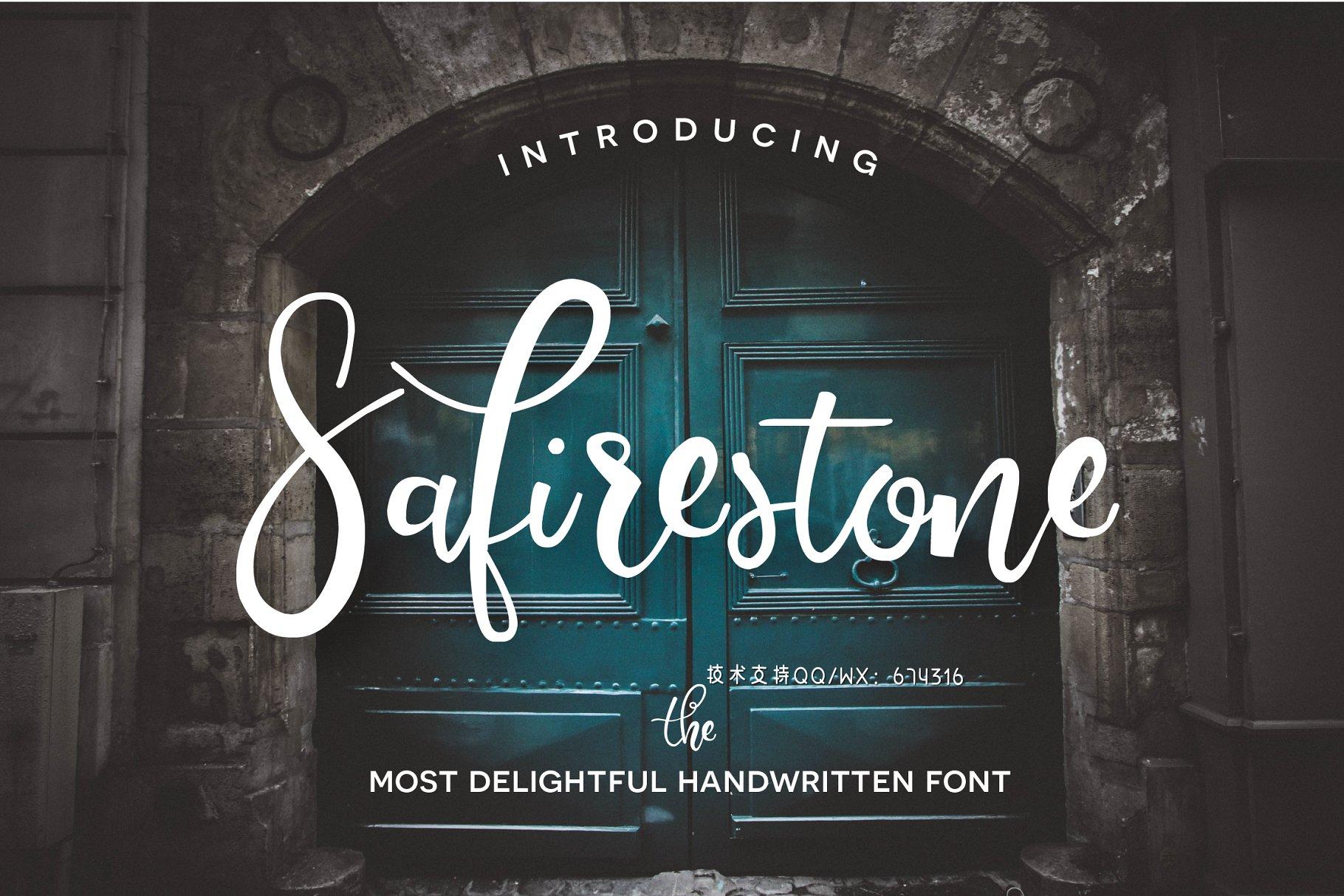 手写草书字体 Safirestone Font + Extras免费下载