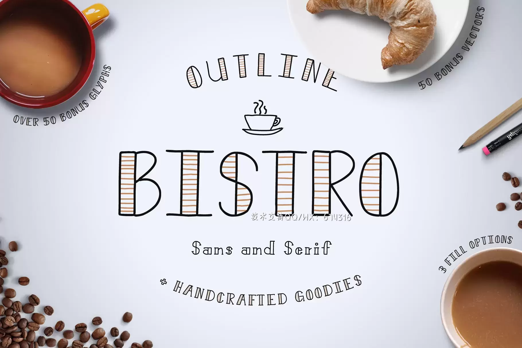 个性字体图标 Bistro Sans & Serif + Vectors插图