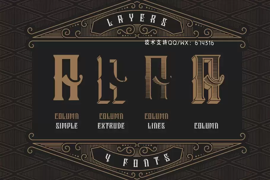 经典复古字体 VIntage extruded "Column Typeface"插图2