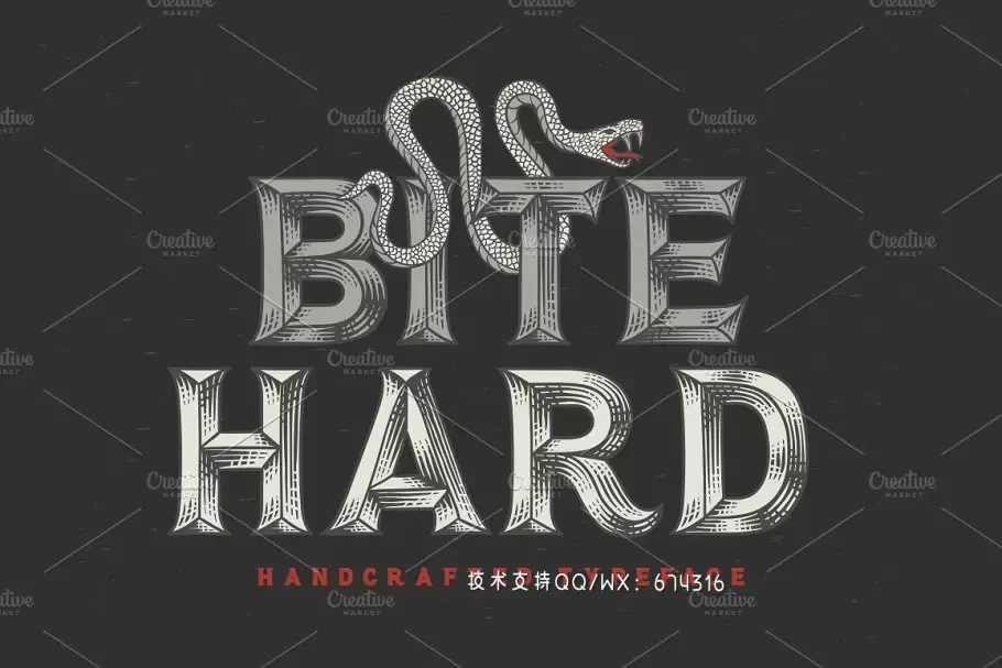 经典酷炫字体 Vintage typeface "Bite Hard"免费下载