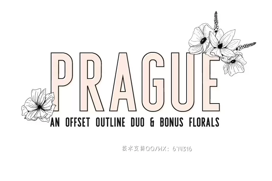 具有个性的设计字体 Prague | Font Duo + Florals免费下载