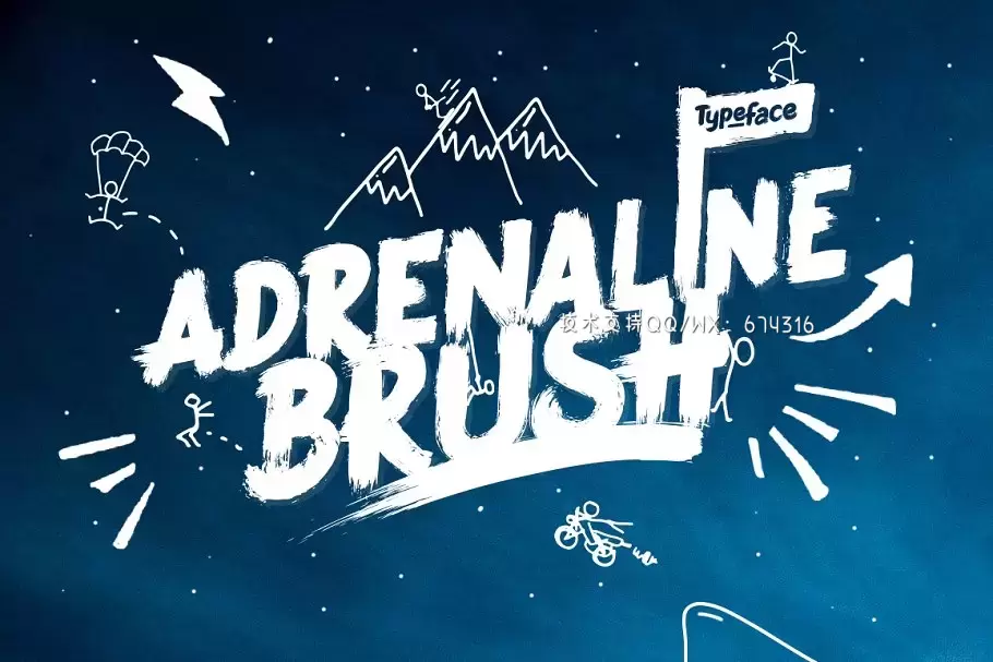 手写笔刷字体 Adrenaline Brush Typeface插图