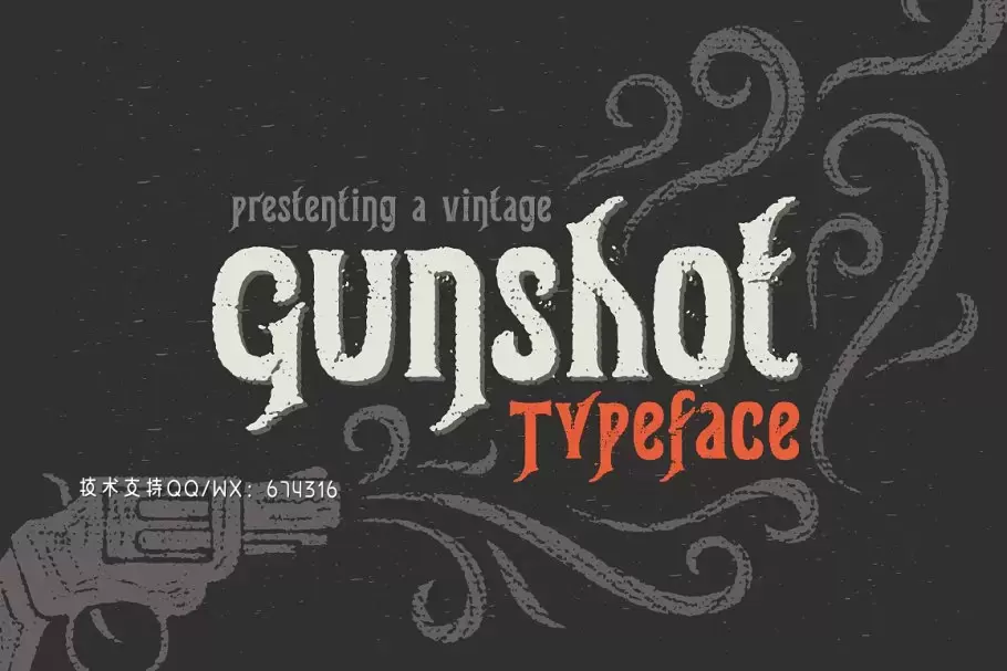 怀旧字体设计 Gunshot vintage font免费下载