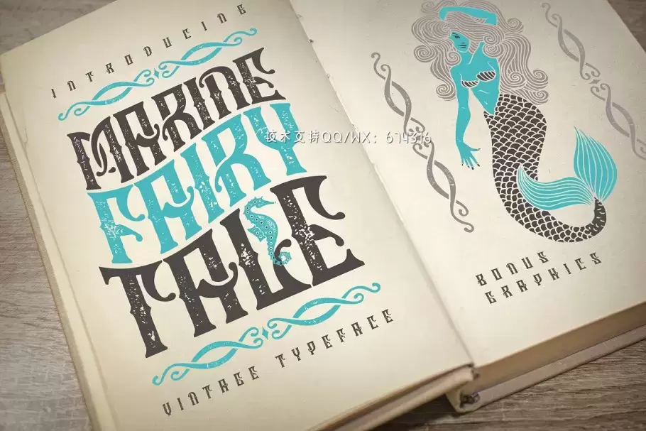 经典海洋童话设计字体 Vintage font "Marine fairytale"免费下载