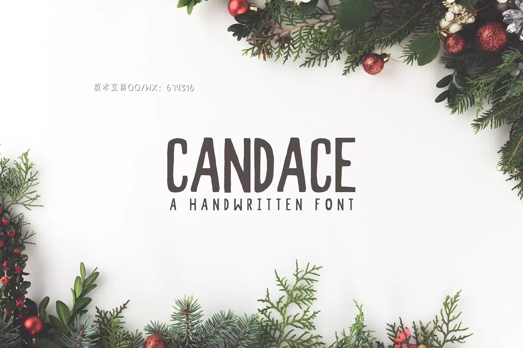 手绘圣诞节素材字体 Candace A Handwritten Font + Bonus免费下载