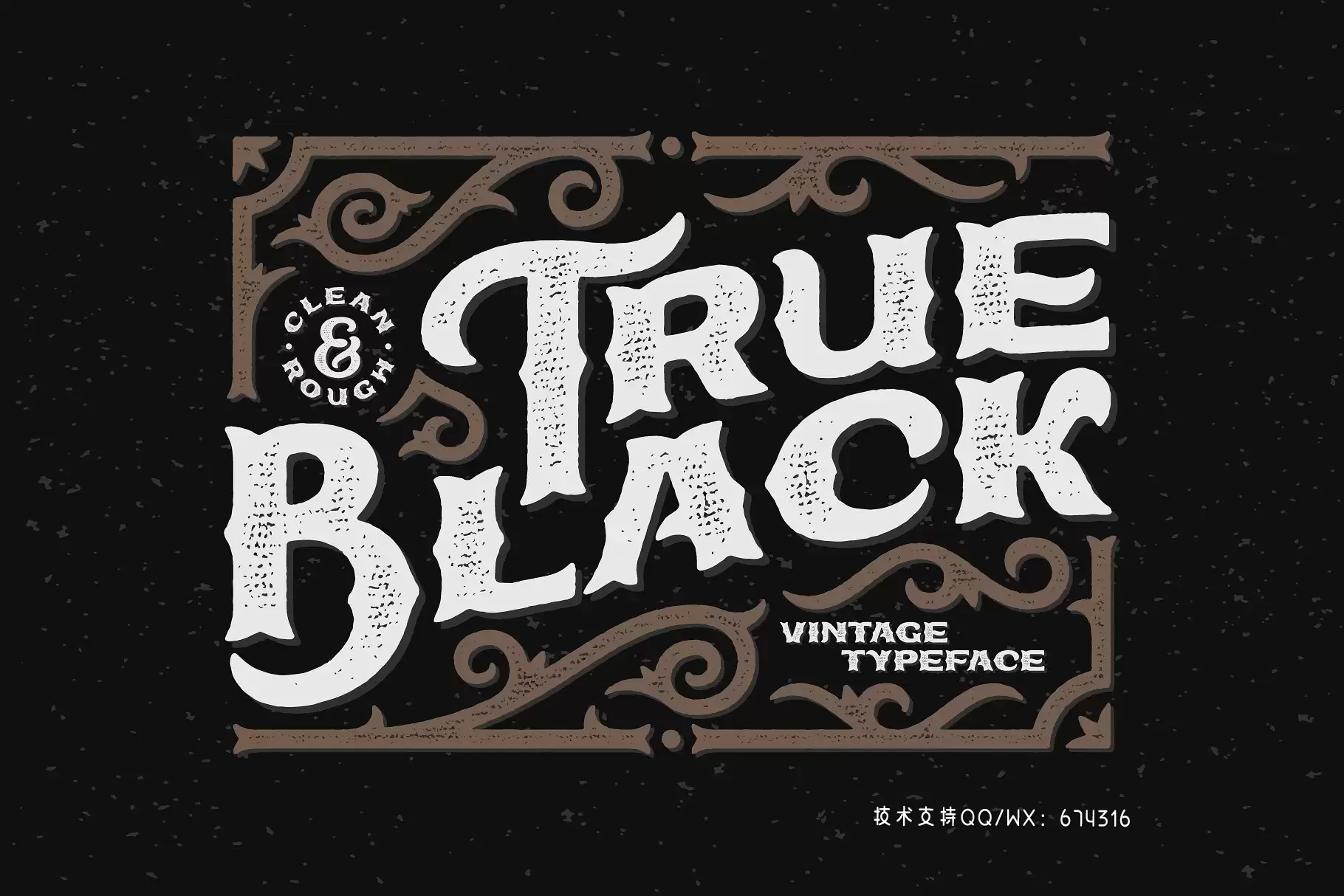 经典矢量字体下载 Vintage rough font "True Black"免费下载