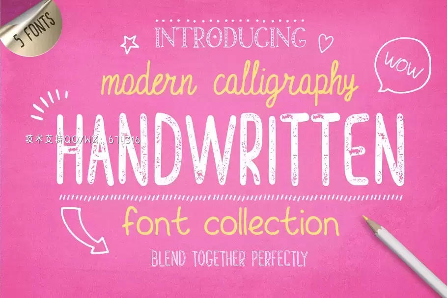 手绘肌理字体 Handwritten Font Collection Pro插图
