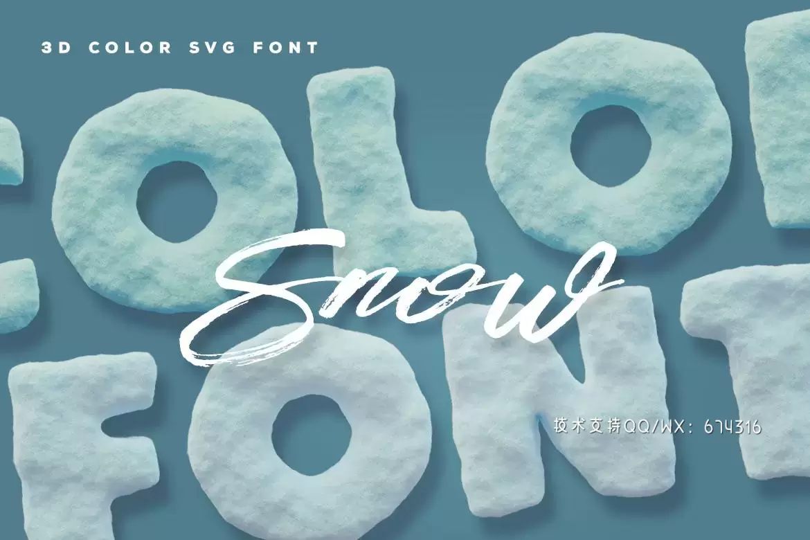 Fonts | 冬季积雪雪地英文无衬线字体效果插图4