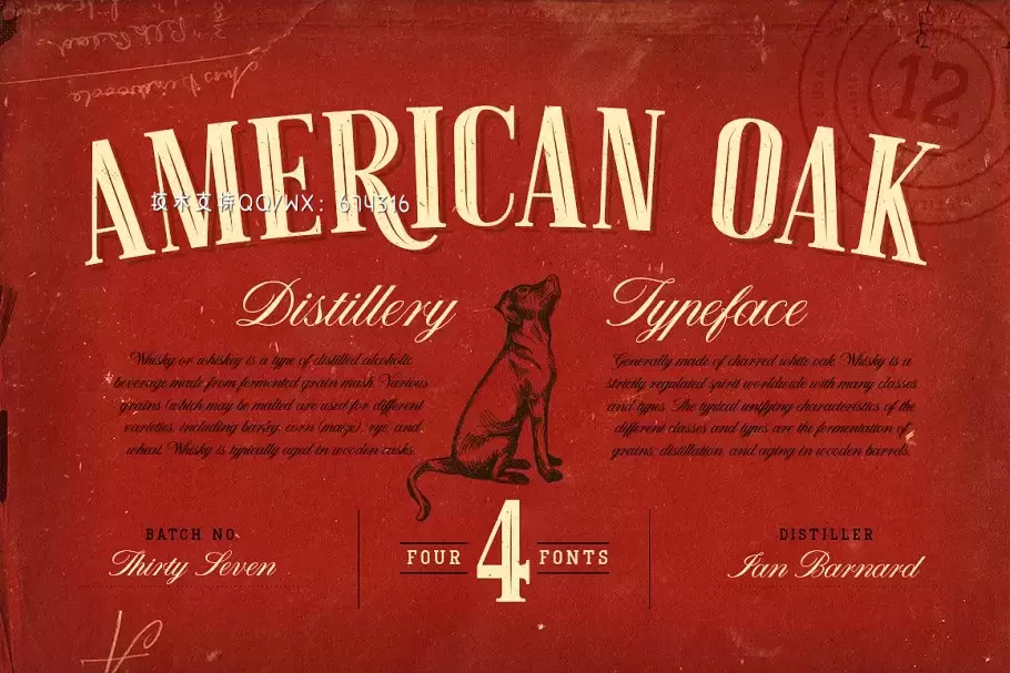 复古衬线字体 American Oak – 4 Font Set免费下载