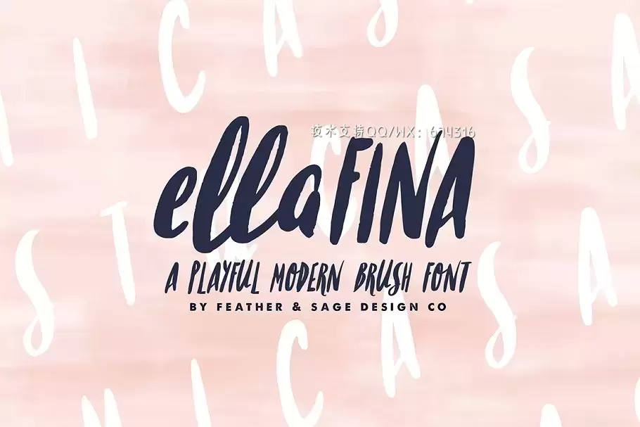 手写笔刷字体下载 Ellafina Brush Font Set免费下载
