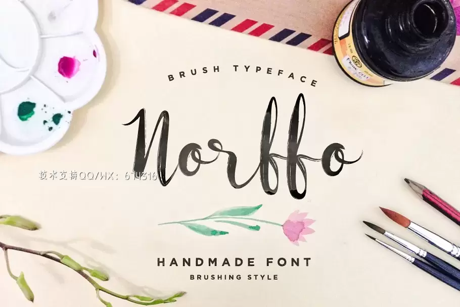 手写笔刷字体 Norffo Font + Watercolor Brush插图