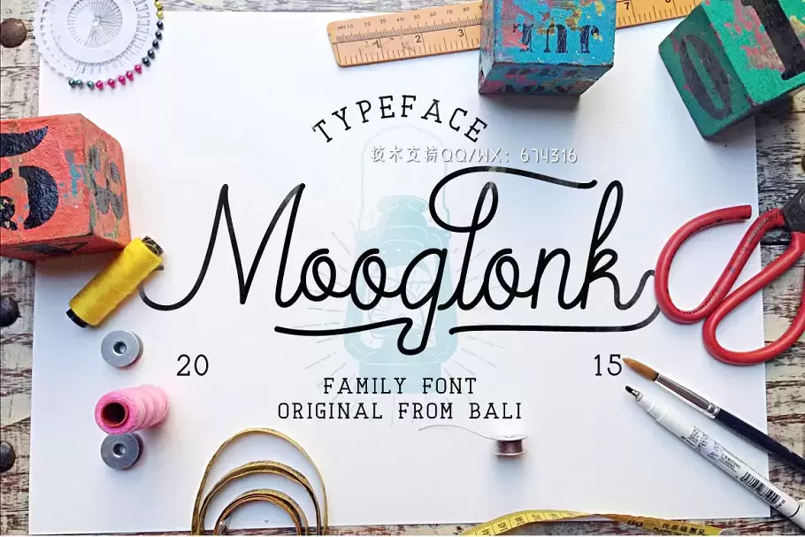 手写设计字体大全 Mooglonk Font + Badges & Brush插图