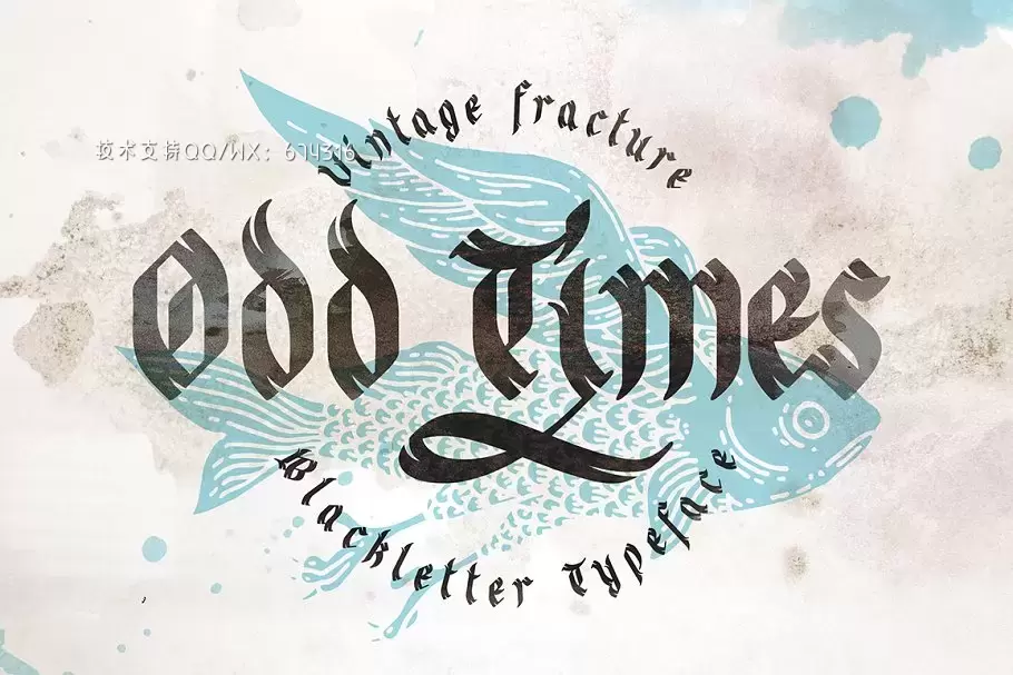 复古手写艺术英文字体 Odd times gothic font with graphics插图