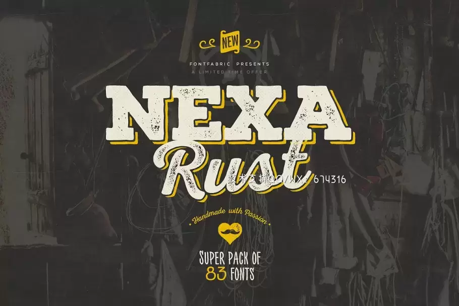 怀旧肌理字体设计 Nexa Rust免费下载