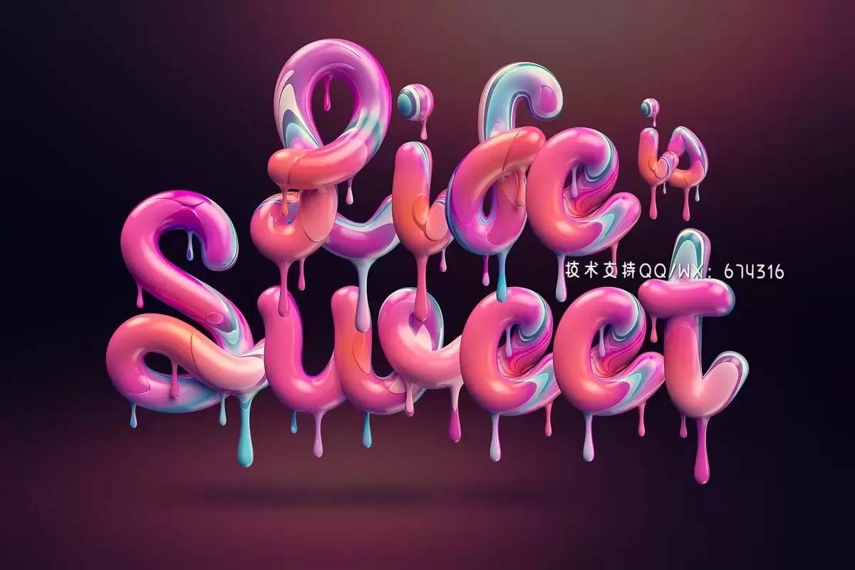 融化的奶油3D彩色特效英文字体插图2