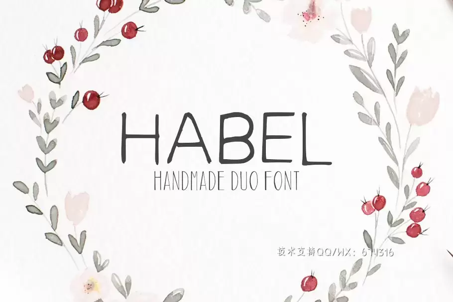 字体设计插画素材 Habel Handmade Duo Font + Bonus Free插图5