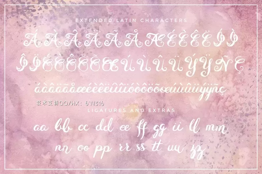 手绘浪漫字体设计 Eiffell Brush Script Font + Extras插图2