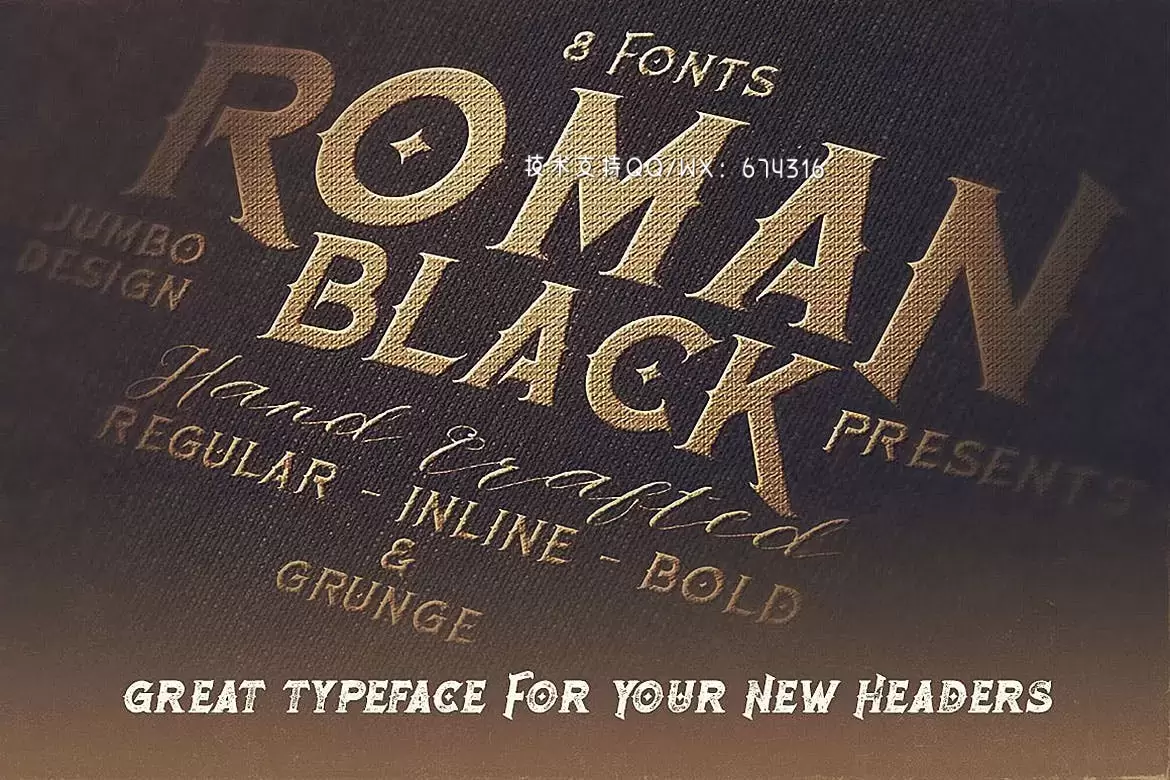 时尚高端震撼奢华质感欧式复古风格的Roman Black英文字体下载插图1