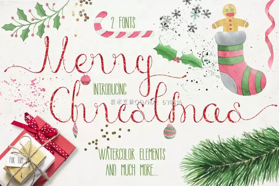 圣诞节手写字体 Merry Christmas [2 fonts] Pro免费下载