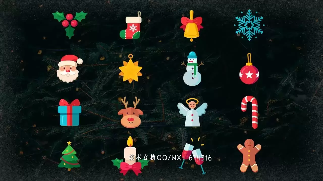 32个圣诞节动画图标包AE模板视频下载(含音频)