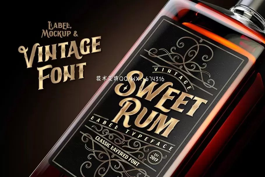 复古字体设计集 Sweet Rum design set免费下载