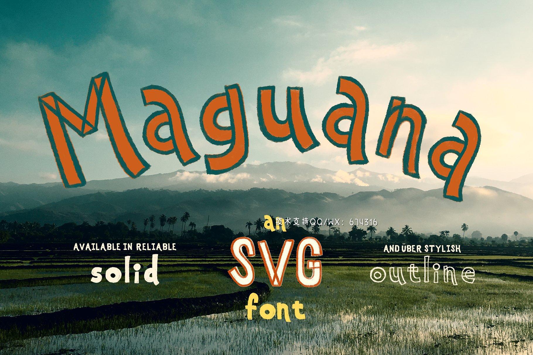 英文手写SVG字体 Maguana ~ Hand-drawn SVG Font免费下载