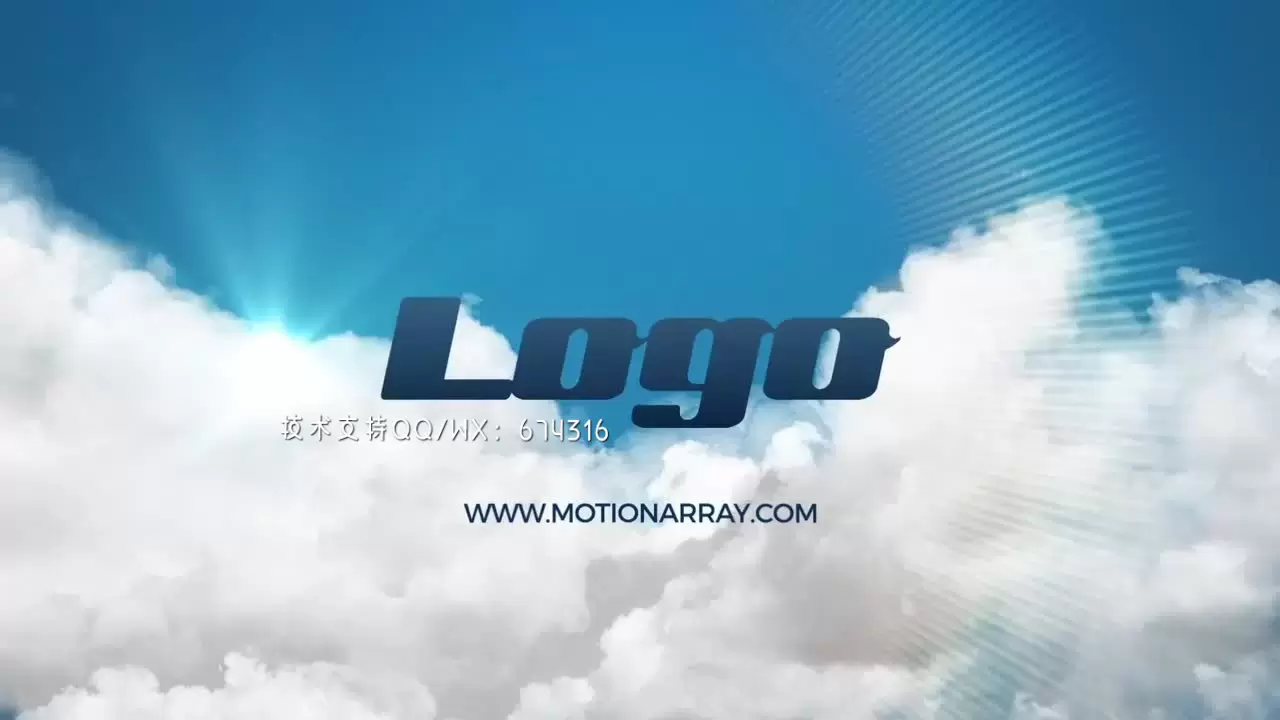 天空白云LOGO开场动画AE模板视频下载(含音频)