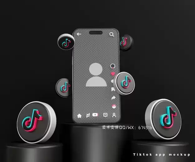 圆形3D Tiktok图标iPhone手机样机模板[psd]免费下载